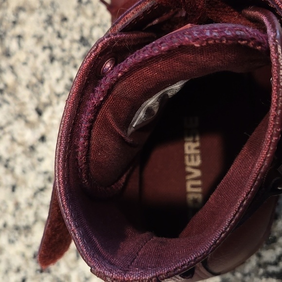 CONVERSE ALL-STAR BREA MAROON HI- TOP SNEAKERS WITH STRAP. SIZE 8 - Picture 11 of 11